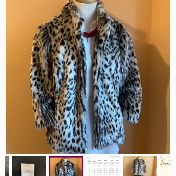 CHICO'S Leopard Faux Fur Cropped Jacket Size L - Picture 10 of 12